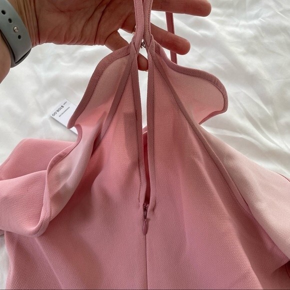 NWT BCBGeneration Asymmetrical Ruffle Halter Mini Dress Pink Rose Size 2 - Picture 5 of 9
